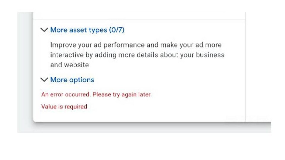 Erro no Google Ads impede edição de grupos do Performance Ma