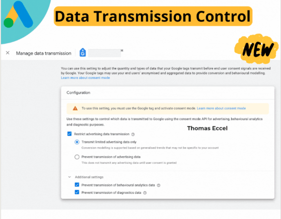 Novos Controles de Transmissão de Dados no Google Ads